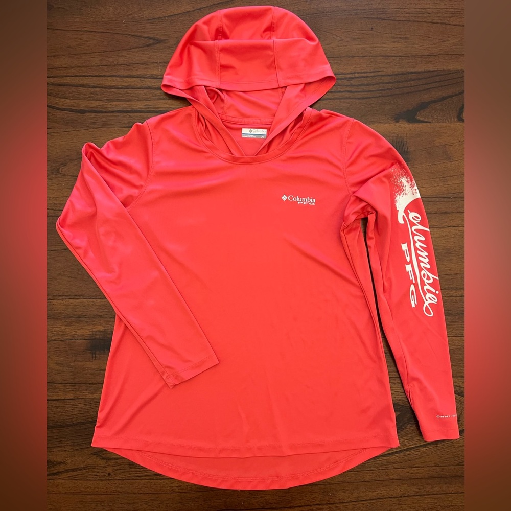 Columbia PFG Women’s hooded long sleeve shirt size large